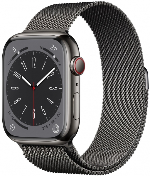 Apple Watch Series 8 Cellular 45mm Paslanmaz Çelik Kasa ve Milano Kordon Akıllı Saat
