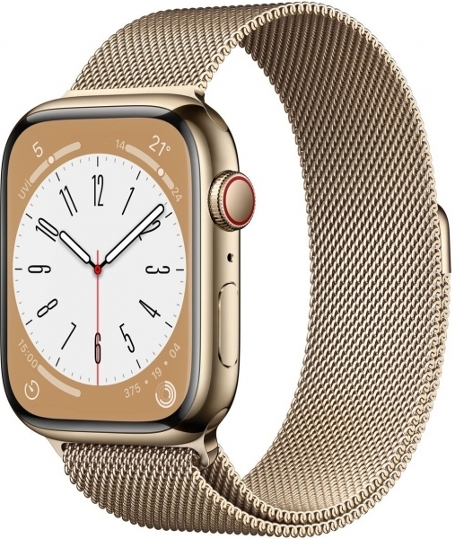 Apple Watch Series 8 Cellular 45mm Paslanmaz Çelik Kasa ve Milano Kordon Akıllı Saat