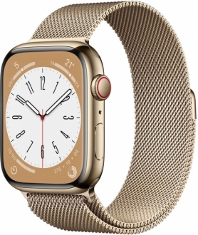 Apple Watch Series 8 Cellular 45mm Paslanmaz Çelik Kasa ve Milano Kordon Akıllı Saat