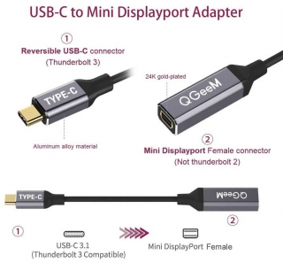 QGeeM QG-UA08 Type-C to Mini DisplayPort Dönüştürücü