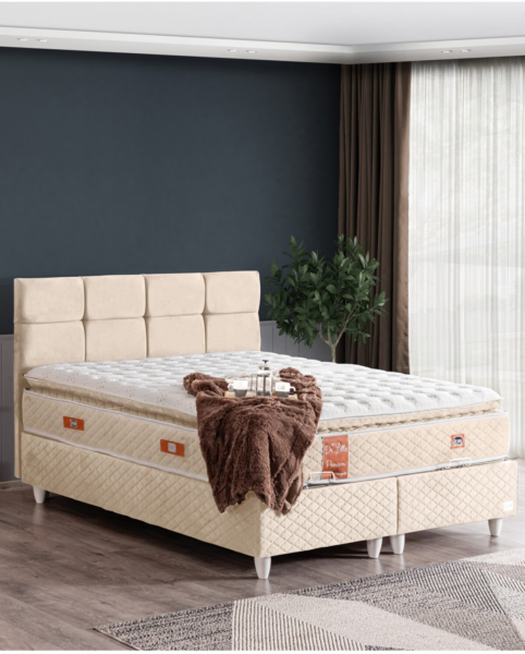 Cesur Gümüş 150x200 Baza+Başlık+Yatak Seti