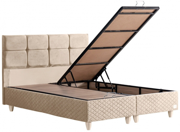 Cesur Gümüş 180x200 Baza+Başlık+Yatak Seti