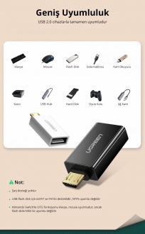 Ugreen 30529 Micro USB to USB 2.0 OTG Dönüştürücü