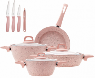 Karaca Biogranit Stella Pink 11 Parça Tencere ve Tava Seti
