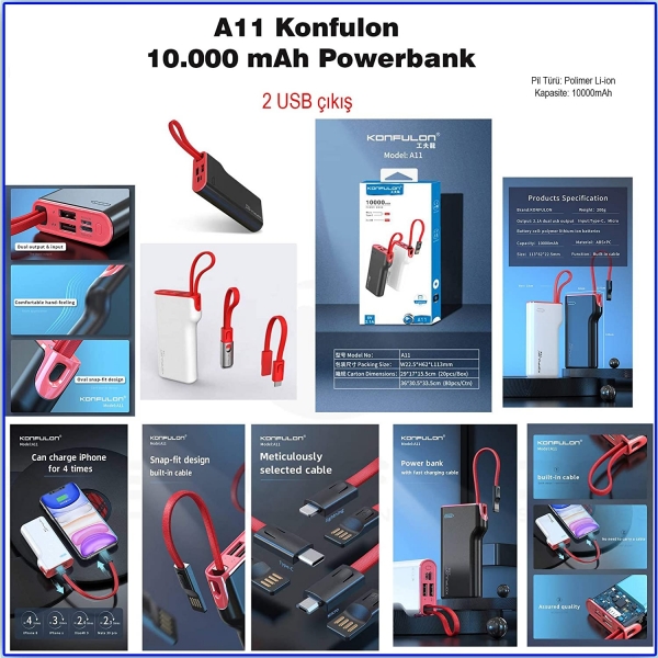 Konfulon A11 Micro USB 10000 mAh Powerbank