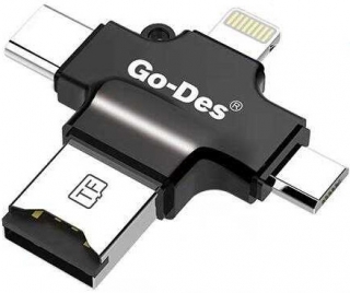 Go Des 4in1 Micro SD USB Type-C Lightning Micro Dönüştürücü