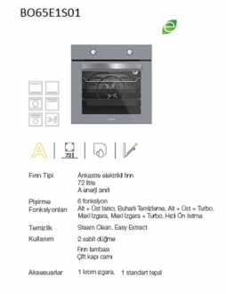 Silverline BO65E1S01 Ankastre Fırın