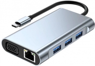 Alfais 5236 Type-C to HDMI USB 3.0 SD TF RJ45 VGA 3.5mm Dönüştürücü