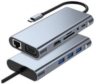 Alfais 5236 Type-C to HDMI USB 3.0 SD TF RJ45 VGA 3.5mm Dönüştürücü