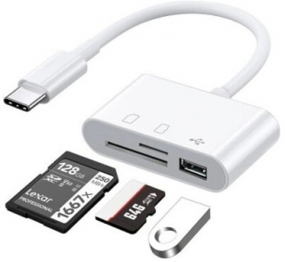 Alfais 5232 USB Type-C to SD MicroSD USB-A Dönüştürücü