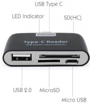 Alfais 4941S USB 3.1 Type-C to USB-A Micro USB SD MicroSD Dönüştürücü