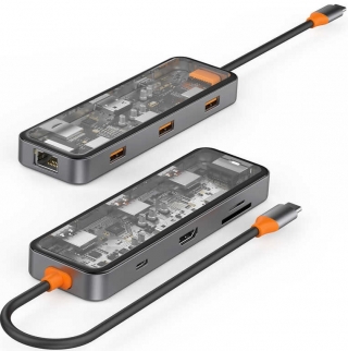 Wiwu CB008 Cyber Type-C to USB 3.0 HDMI PD RJ45 SD MicroSD Dönüştürücü