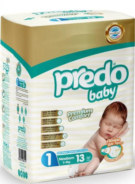 Predo Baby Premium Comfort 1 Beden 54 Adet Bebek Bezi (Yenidoğan)