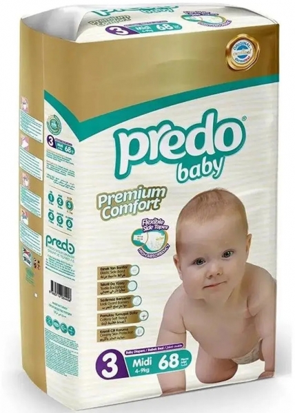 Predo Baby Premium Comfort 3 Beden 68 Adet Bebek Bezi