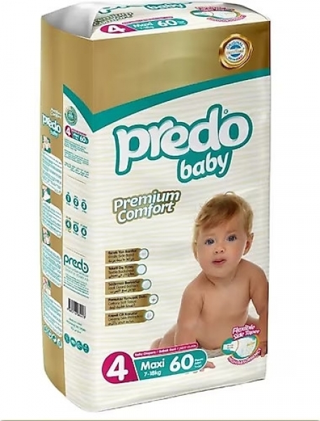 Predo Baby Premium Comfort 4 Beden 60 Adet Bebek Bezi