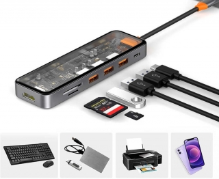 Wiwu CB007 Cyber Type-C to USB 3.0 HDMI PD SD MicroSD Dönüştürücü