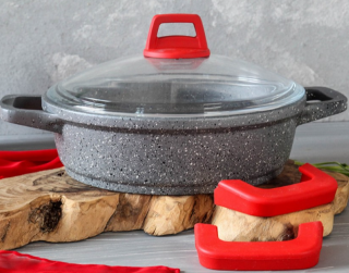 Khor Grid Granit Döküm Basık Tencere 24 cm