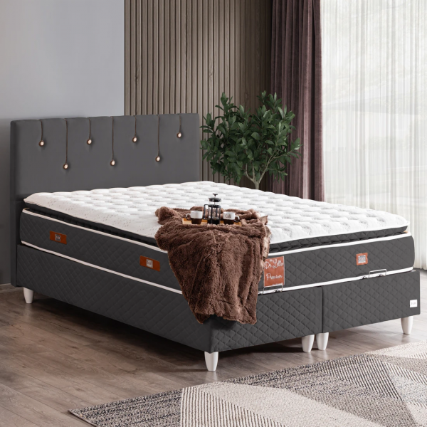 Cesur Lale Premium Pedli 180x200 Baza+Başlık+Yatak Seti