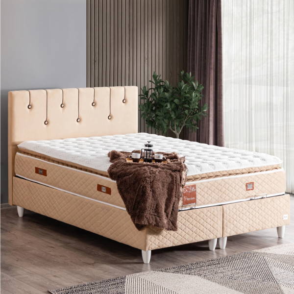 Cesur Lale Premium Pedli 180x200 Baza+Başlık+Yatak Seti