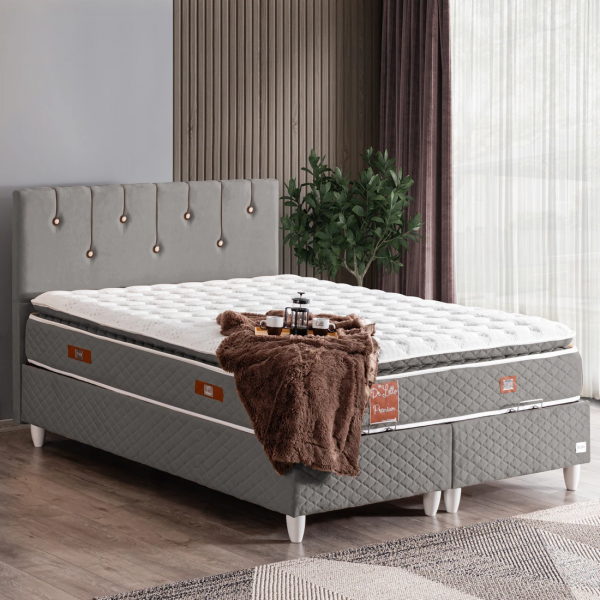 Cesur Lale Premium Pedli 160x200 Baza+Başlık+Yatak Seti