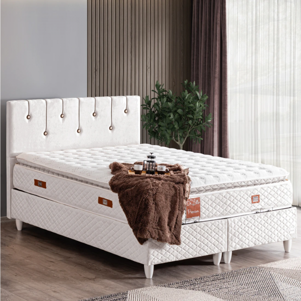Cesur Lale Premium Pedli 140x190 Baza+Başlık+Yatak Seti