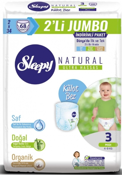 Sleepy Natural Ultra Hassas Külot Bez 3 Beden Bebek Bezi