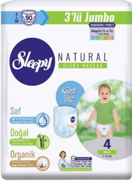 Sleepy Natural Ultra Hassas Külot Bez 4 Beden Bebek Bezi