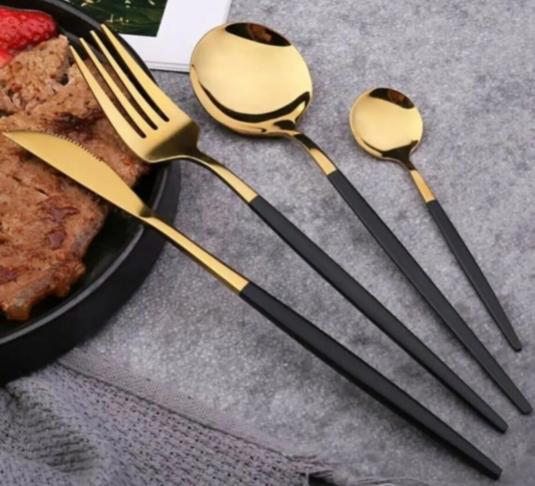 Arow Asuan Gold Siyah 36 Parça Çatal Kaşık Bıçak Takımı