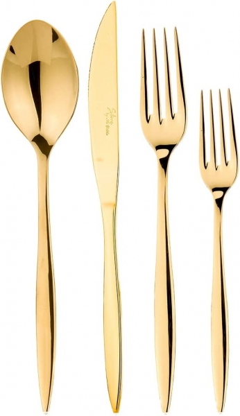 Aryıldız Noble Parlak Gold 24 Parça Çatal Kaşık Bıçak Takımı