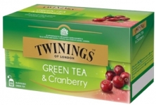 Twinings Green Tea & Cranberry Kirazlı Yeşil Çay Bardak Poşet çay 20 Adet resim
