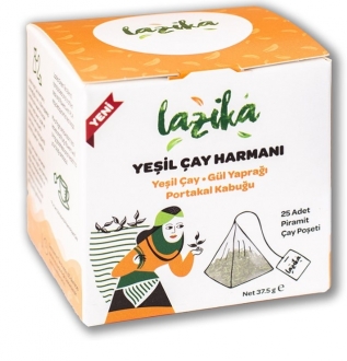 Lazika Yeşil Çay Harmanı Portakal Gül Yaprağı Bardak Poşet 25 Adet