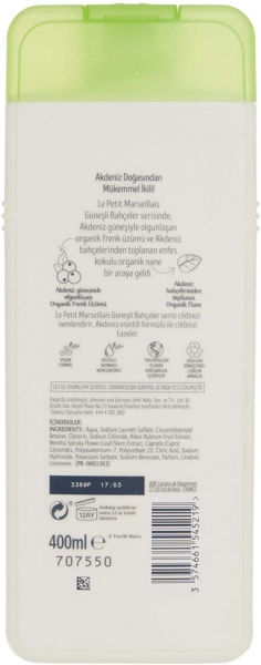 Le Petit Marseillais Organik Frenk Üzümü ve Nane 400 ml Duş Jeli