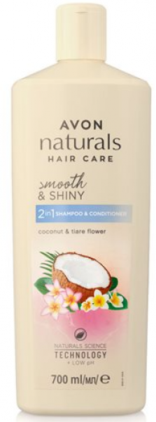 Avon Naturals Hindistan Cevizi ve Tiara Çiçeği Kokulu 2'si 1 Arada 700 ml Şampuan