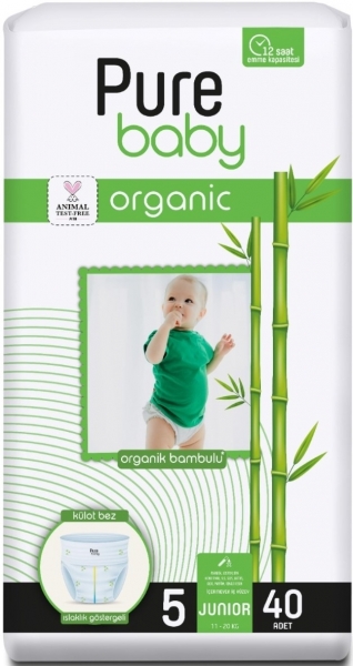 Pure Baby Organik Bambulu Külot 5 Beden 40 Adet Bebek Bezi