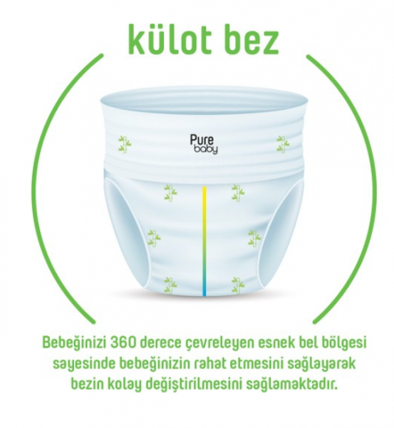 Pure Baby Organik Bambulu Külot 4 Beden 48 Adet Bebek Bezi
