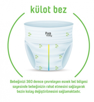 Pure Baby Organik Bambulu Külot 4 Beden 48 Adet Bebek Bezi