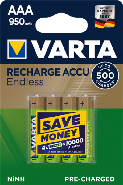 Varta Recharge Accu Endless AAA 950mAh 4'lü İnce Kalem Pil