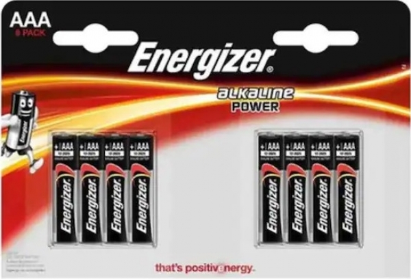 Energizer Alkaline Power AAA 8'li İnce Kalem Pil