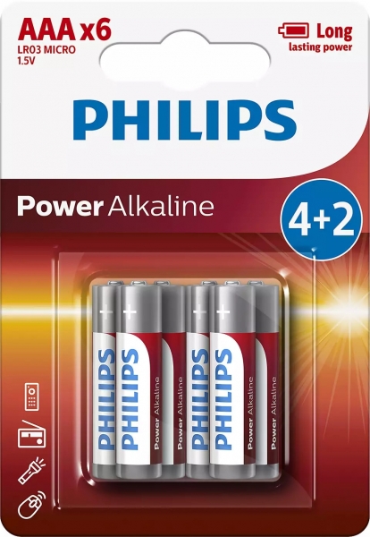 Philips Power Alkaline AAA 6'lı İnce Kalem Pil