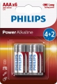 Philips Power Alkaline AAA 6'lı (LR03P6BP/10) İnce Kalem Pil