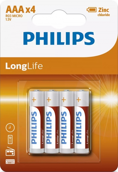 Philips LongLife AAA 4'lü İnce Kalem Pil