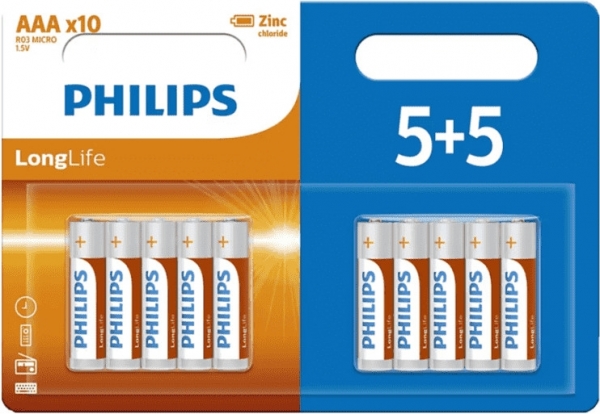 Philips LongLife AAA 10'lu İnce Kalem Pil