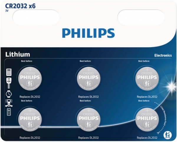Philips CR2032P6 6'lı Düğme Pil