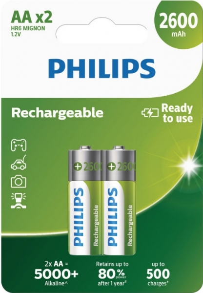 Philips Rechargeable AA 2600 mAh 2'li Kalem Pil