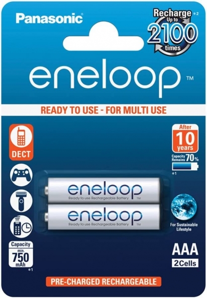 Panasonic Eneloop AAA 750 mAh 2'li İnce Kalem Pil