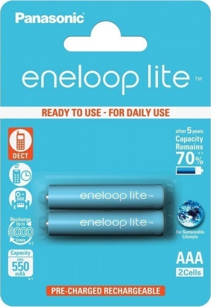 Panasonic Eneloop Lite AAA 550 mAh 2'li İnce Kalem Pil