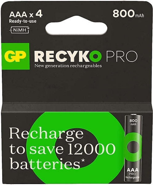 GP ReCyko Pro AAA 800 mAh 4'lü İnce Kalem Pil