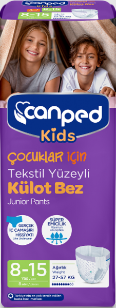 Canped Kids Çoçuklar İçin Külot Bez Tekstil Yüzeyli 8-15 8 Adet