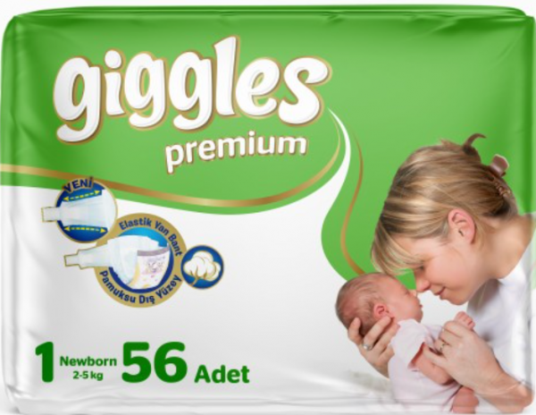 Giggles Premium 1 Beden 56 Adet Bebek Bezi