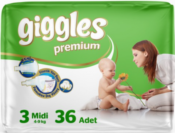 Giggles Premium 3 Beden 36 Adet Bebek Bezi